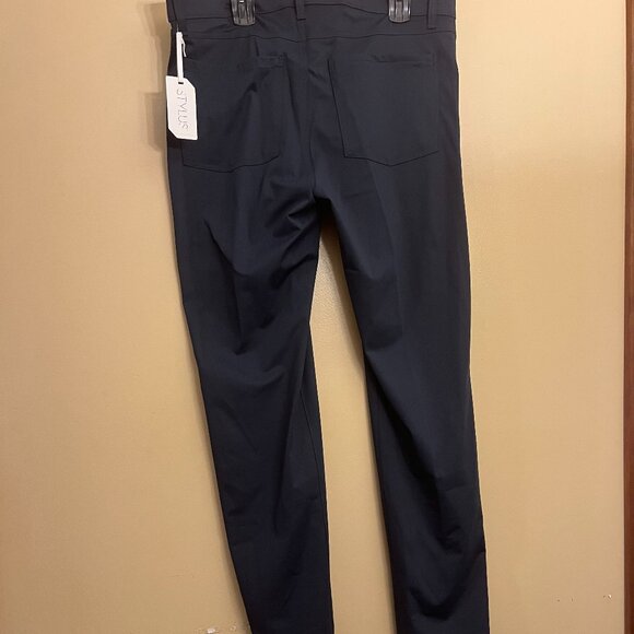 Stylus 5 Pocket Pant Mens Slim Fit Flat Front Pant Size 36x34, Blue - Picture 6 of 7